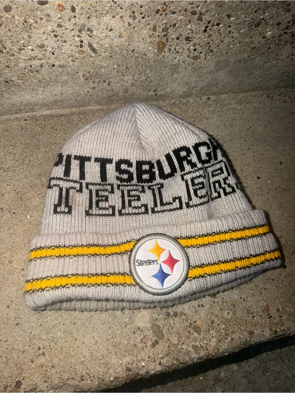 New Era Pittsburgh Steelers Gray Knit Beanie with Yellow Accents